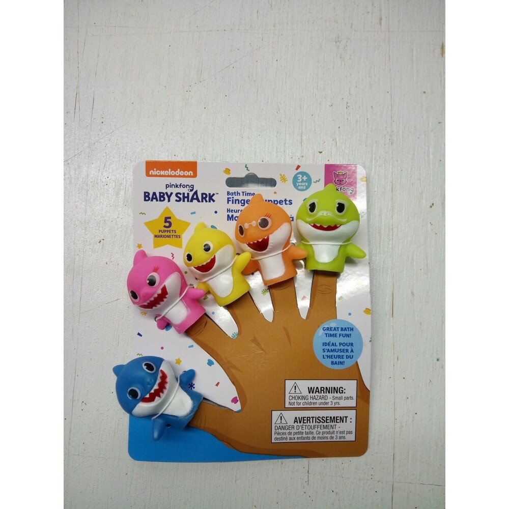 Nickelodeon Pinkfong Baby Shark Bath Time Finger Puppets Ages 3+ Vinyl New!!